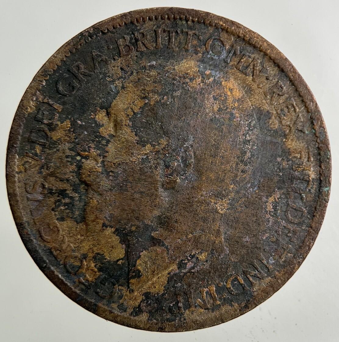 1916 George V Half-Penny Coin | Fair Grade