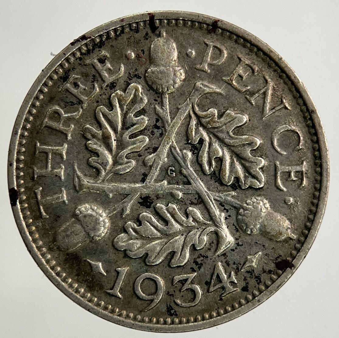 1934 George V Threepence Silver Coin | Fine Collectable Grade