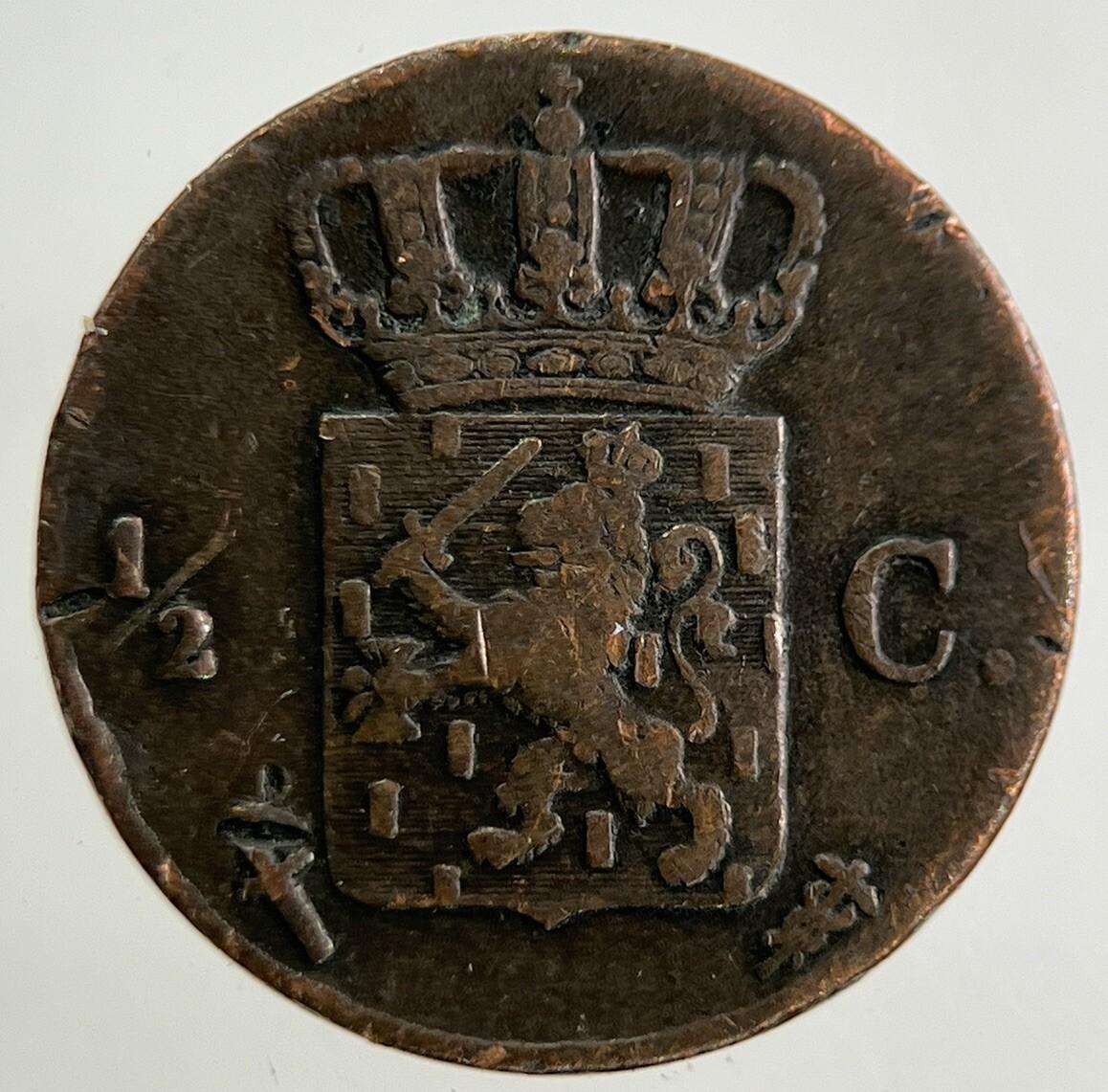 1851 Netherlands 1/2 Half Cent Coin | Fine Collectable Grade