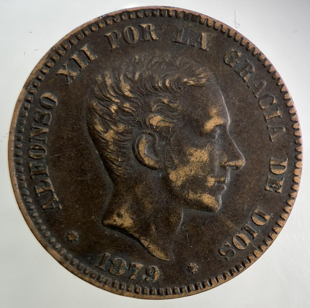 1879 Spain 10 Centimos Coin | Fine Collectable Grade