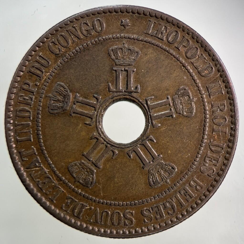 1888 Africa Congo 10 Centimes Coin | Fine Collectable Grade