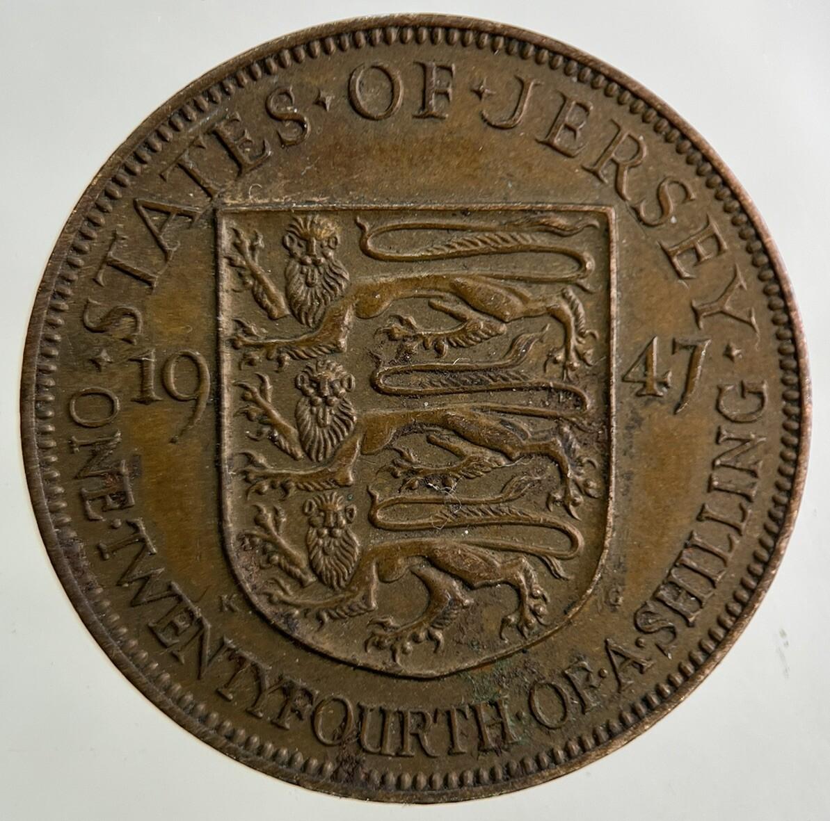 1947 Jersey 1/24 One Twenty-Fourth Of A Shilling Coin | Fine Collectable Grade