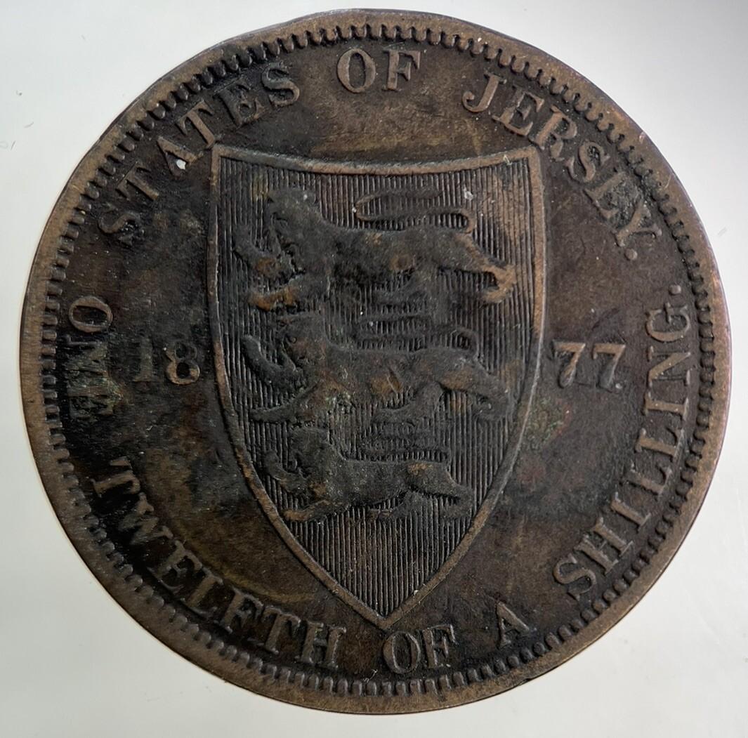 1877 Jersey 1/12 One Twelfth Of A Shilling Coin | Collectable Grade