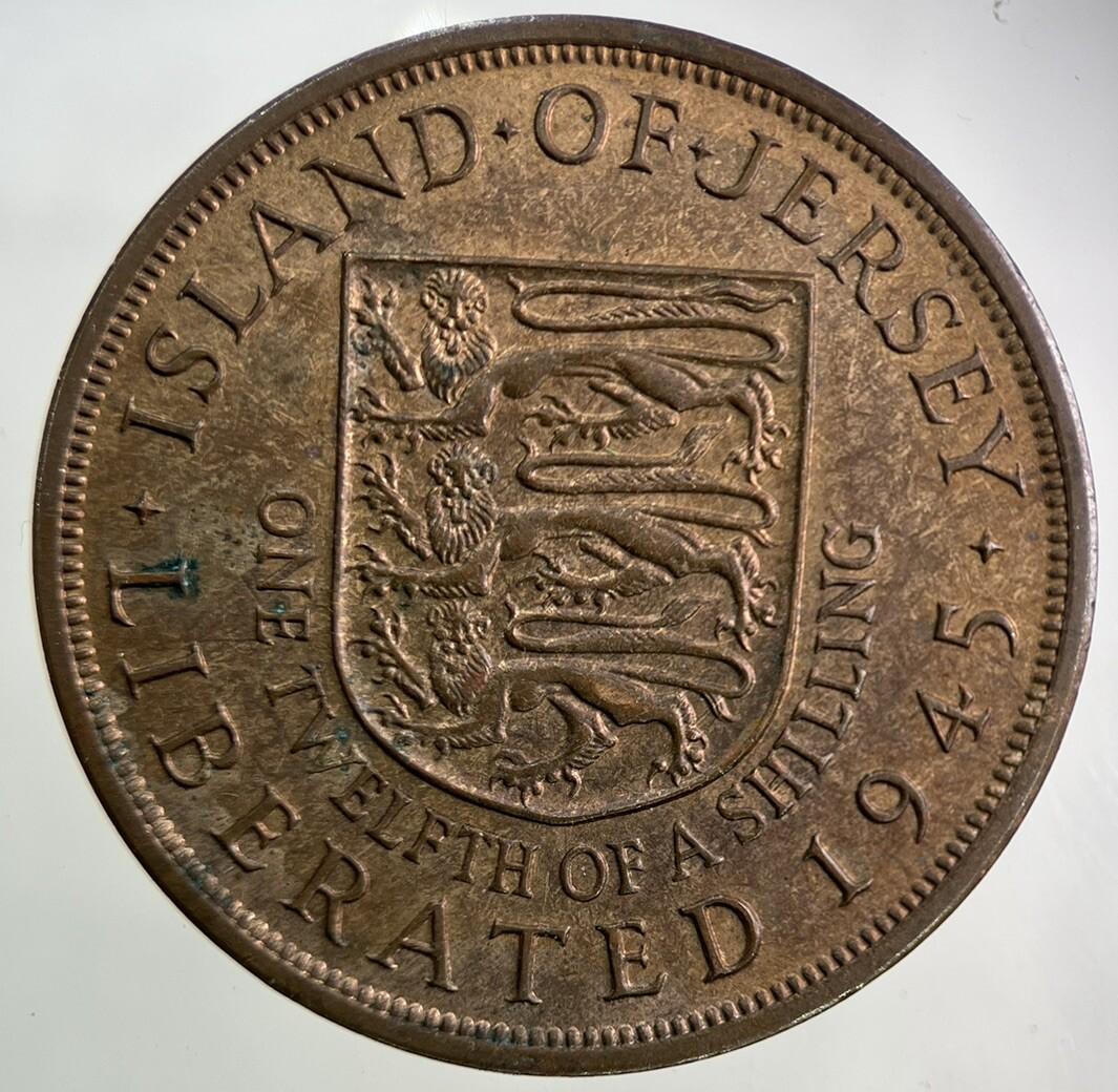 1945 Jersey 1/12 One Twelfth Of A Shilling Coin | Very High Grade