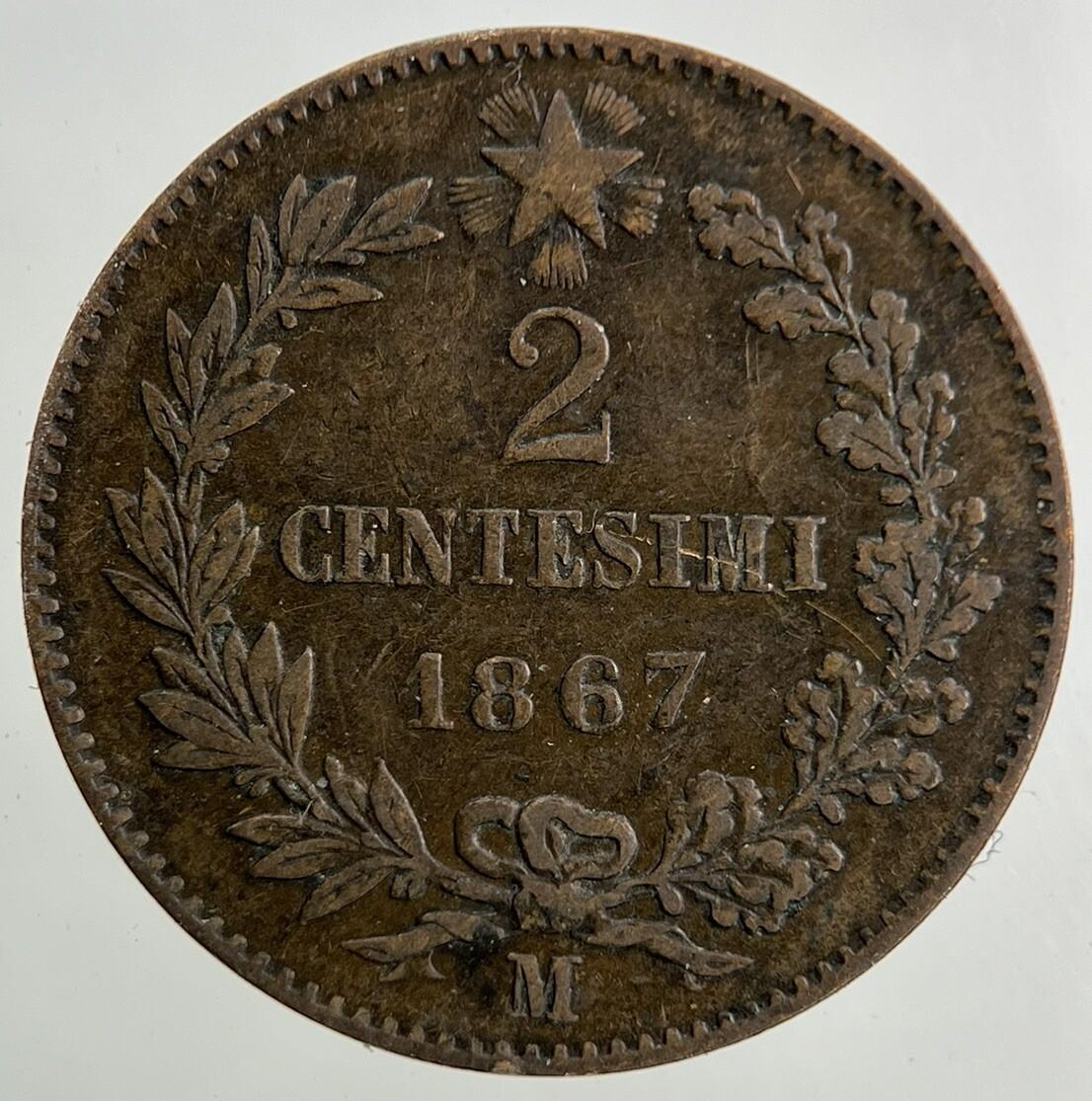 1867 Italy 2 Centesimi Coin | Fine Collectable Grade
