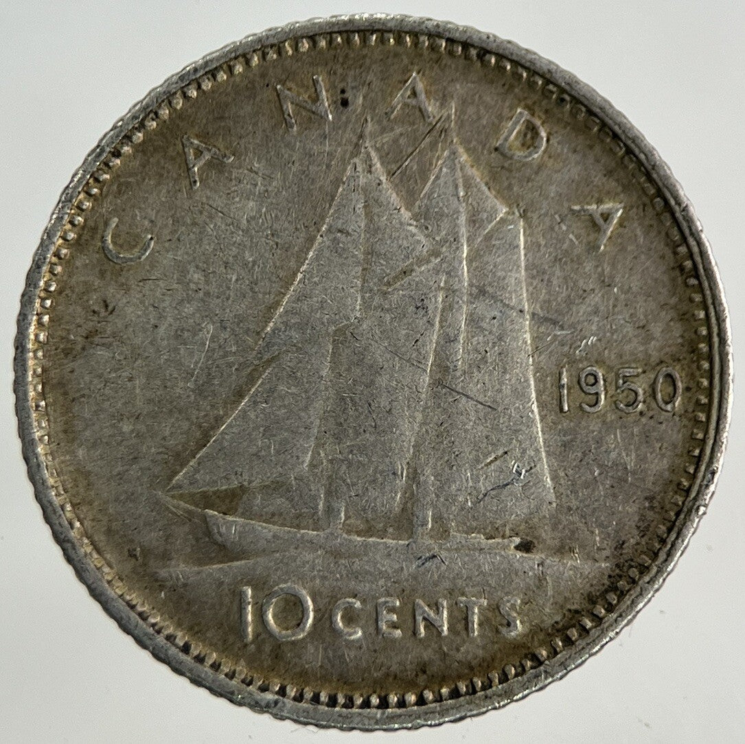 1950 Canada 10 Cents Silver Coin | Fine Collectable Grade