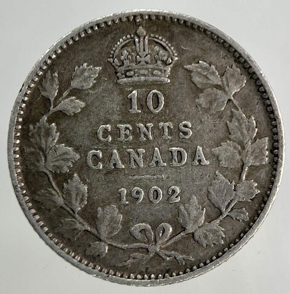 1902 Canada 10 Cents Silver Coin | Fine Collectable Grade