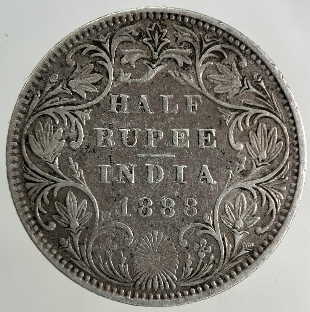 1888 India Half Rupee Silver Coin | Fine Collectable Grade