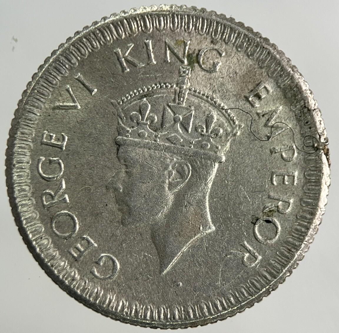 1943 India 1/4 Quarter Rupee Silver Coin | Very High Grade