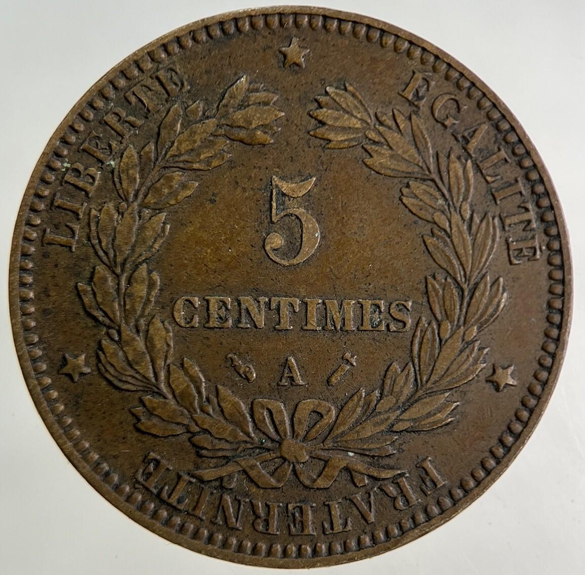 1896 France 5 Centimes Coin | Very High Grade