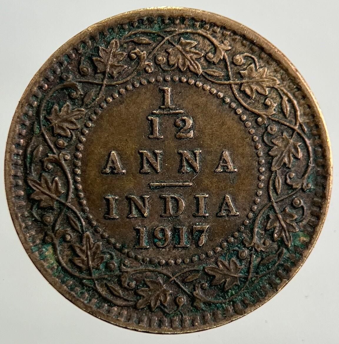 1917 India 1/12 Anna Coin | Fine Collectable Grade