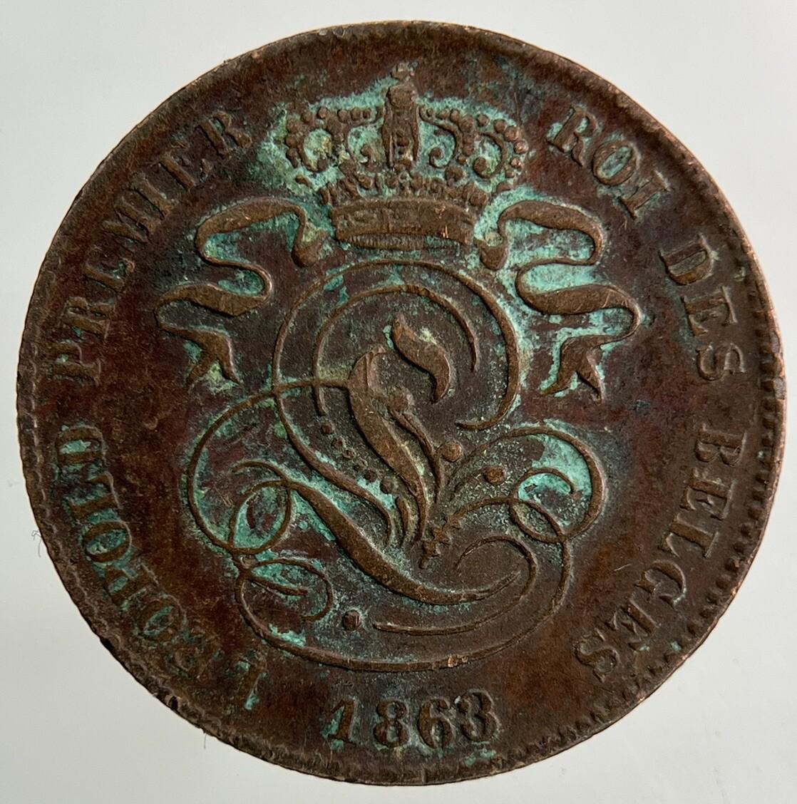 1863 Belgium 2 Centimes Coin | Very High Grade