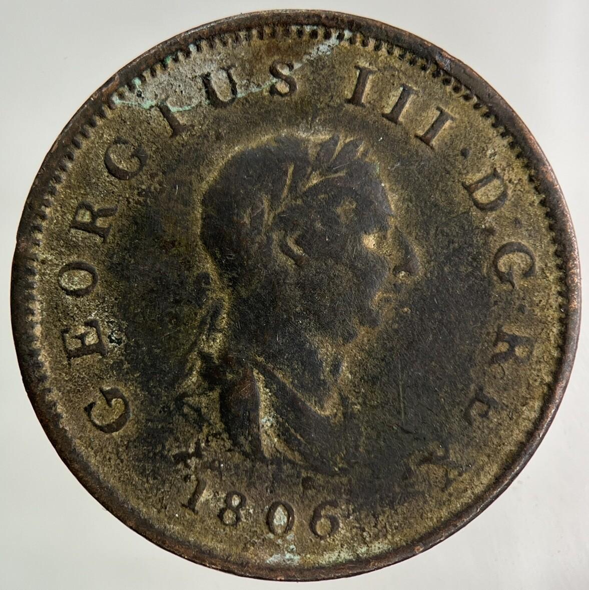 1806 George III 3rd Half-Penny Coin | Fine Collectable Grade