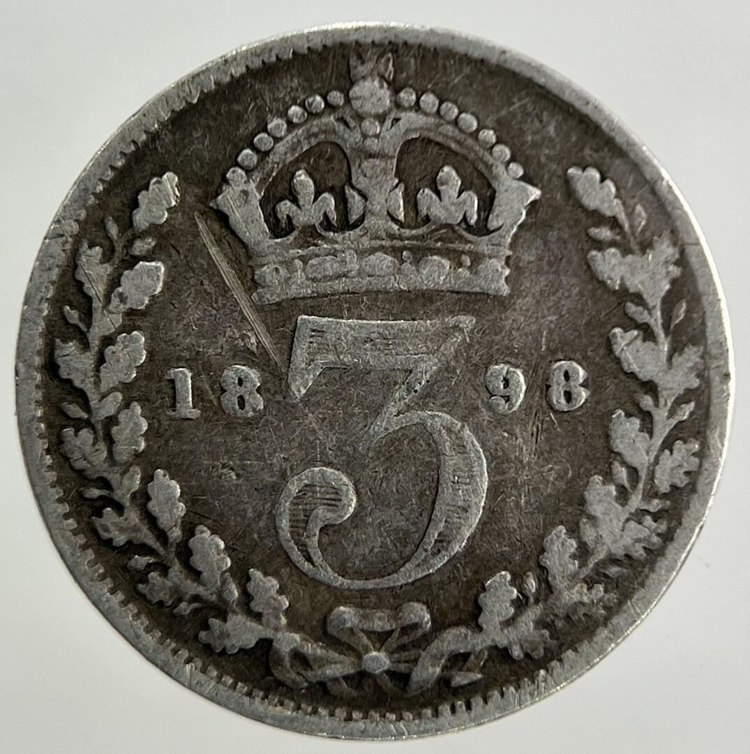 1898 Victoria Threepence Silver Coin | Fine Collectable Grade