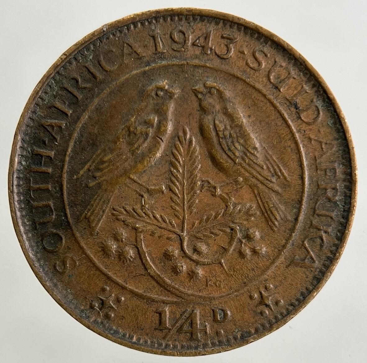 1943 South Africa 1/4d Farthing Coin | Very High Grade