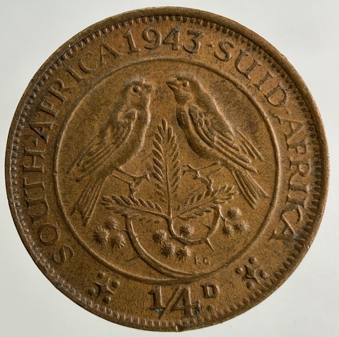 1943 South Africa 1/4d Farthing Coin | Very High Grade