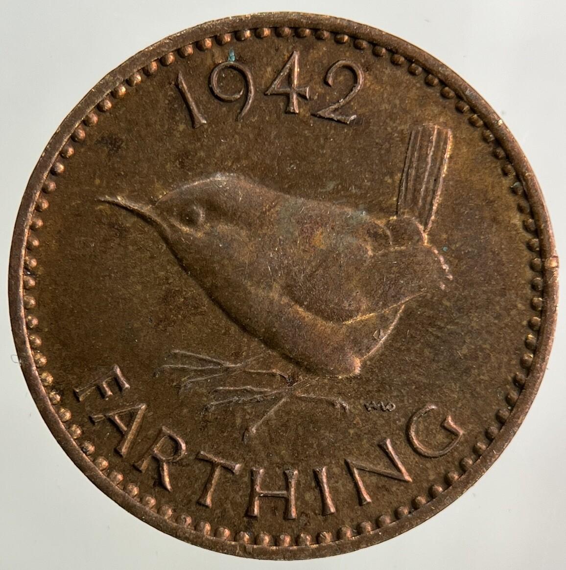 1942 George VI Wren Farthing Coin | Very High Grade