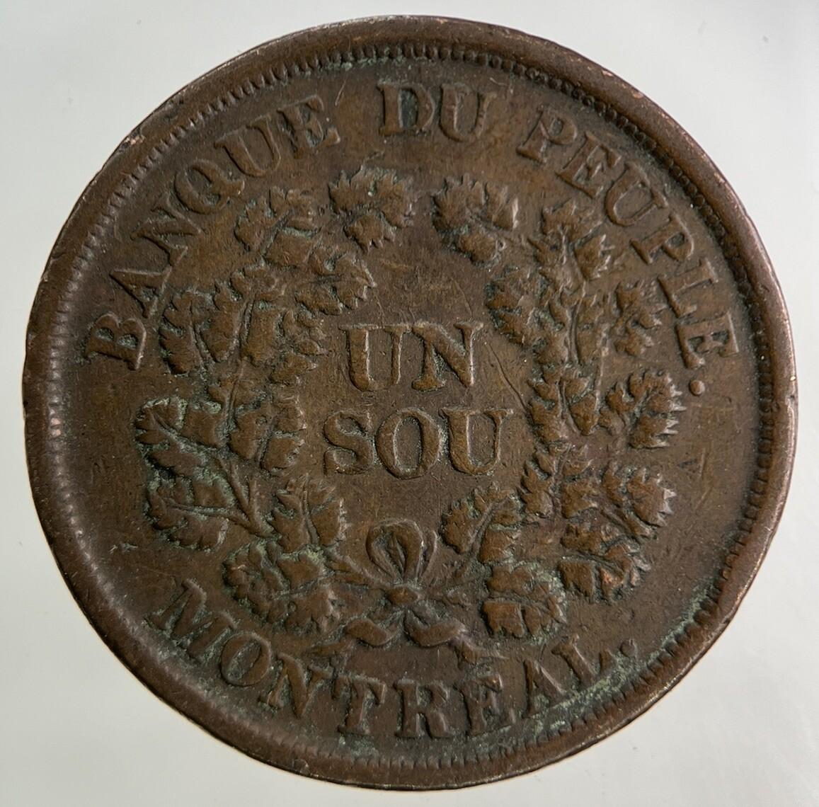 Canada Bank Token 1 Un Sou Montreal Coin | Fine Collectable Grade