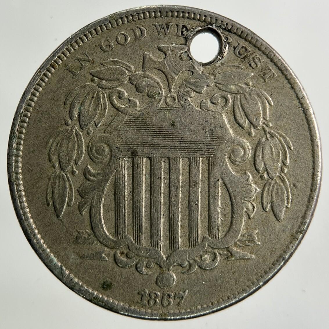 1867 US USA 5 Cents Shield Nickel Coin | Fine Collectable Grade