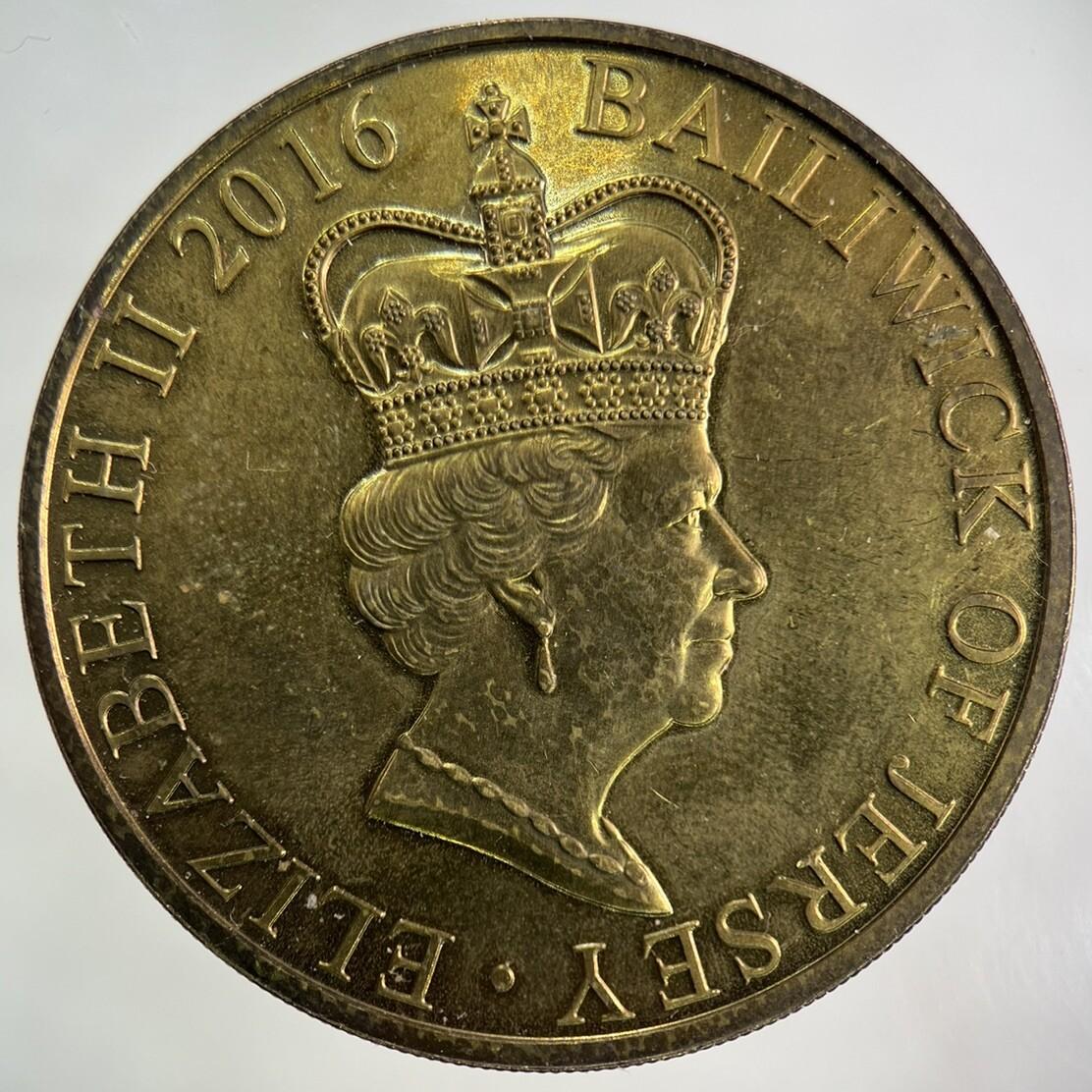 2016 Elizabeth II 2nd Jersey £5 Five Pound Coin | Very High Grade