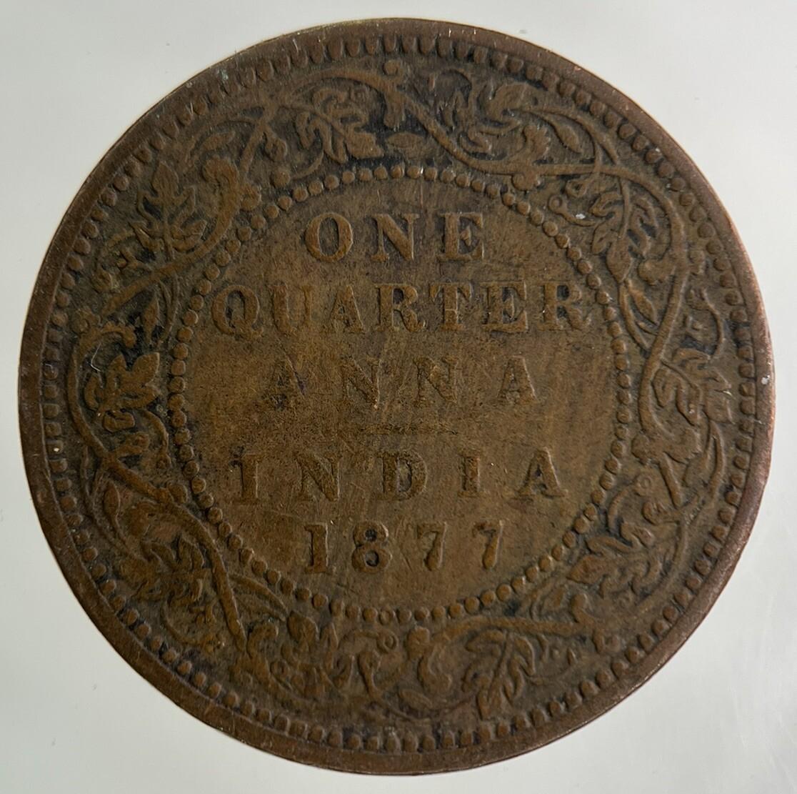 1877 India 1/4 One Quarter Anna Coin | Fine Collectable Grade