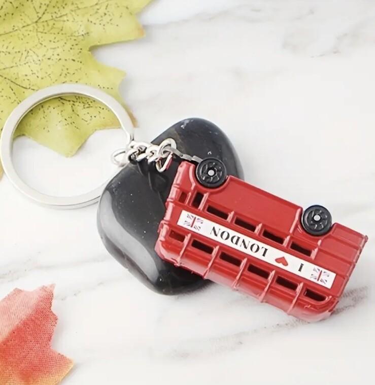 Mini Metal Red London Bus Keyring Premium Keychain Gift UK