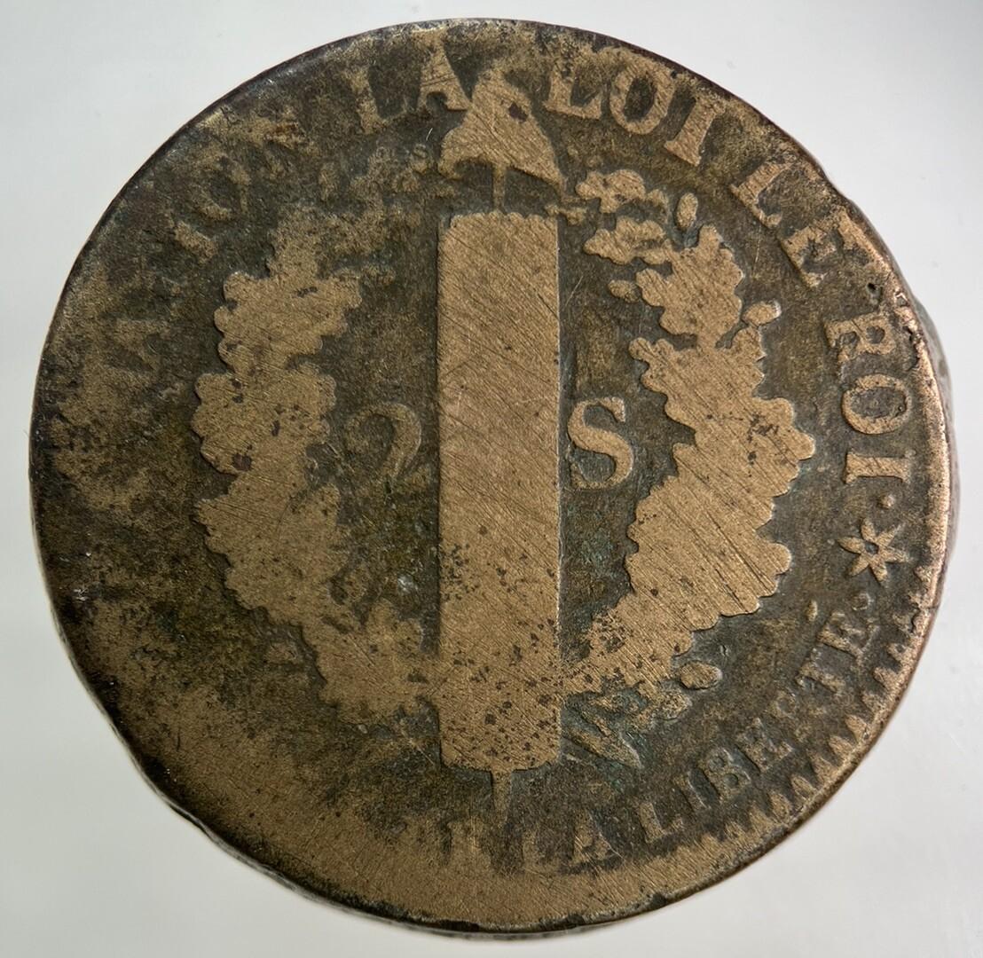 1793 France 2 Sol Coin | Collectable Grade