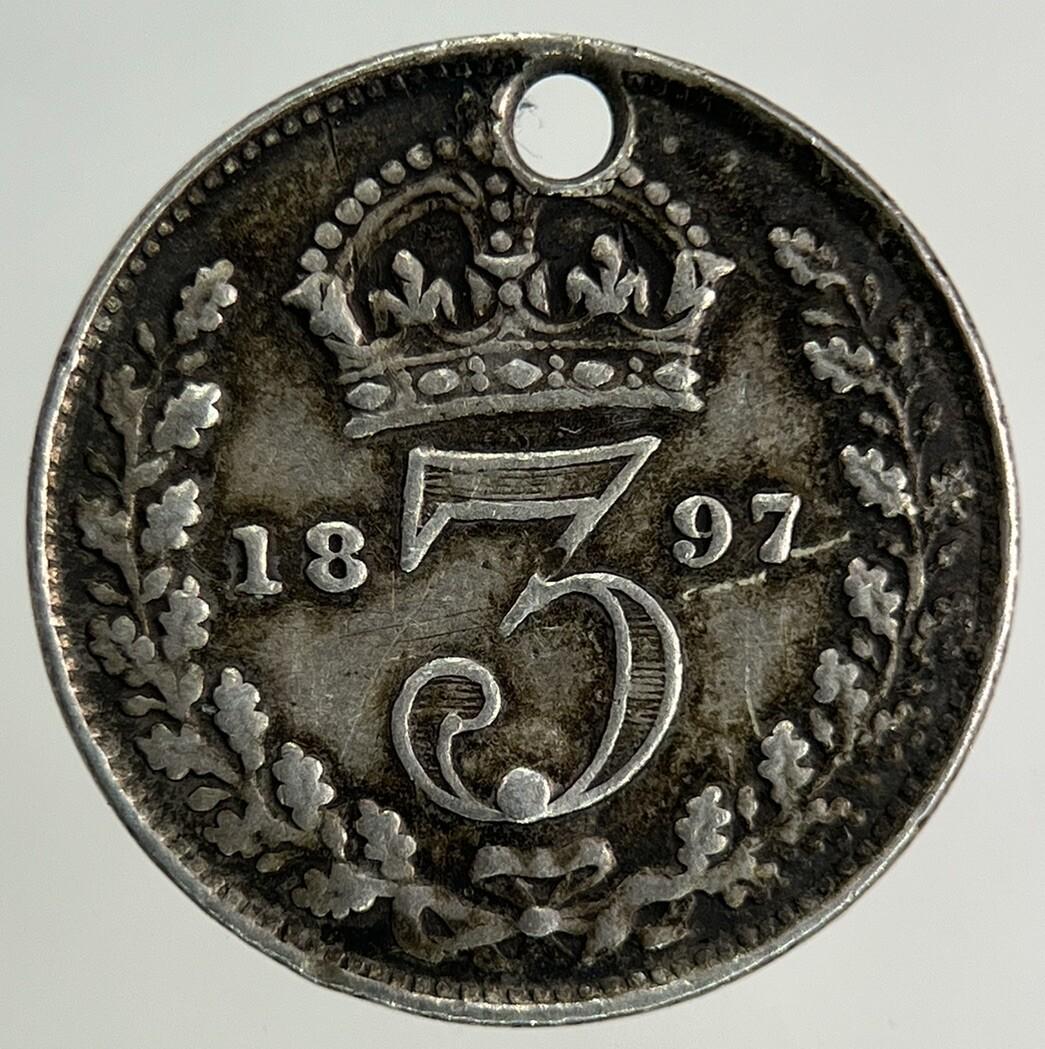 1897 Engraved Victoria Threepence Silver Coin | Collectable Grade