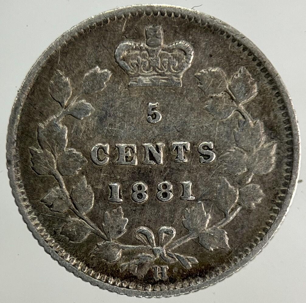 1881-H Canada 5 Cents Silver Coin | Very High Grade