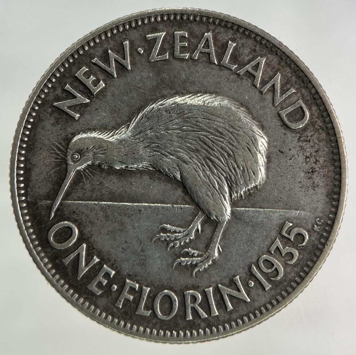 1935 New Zealand Florin Silver Coin | Very High Grade