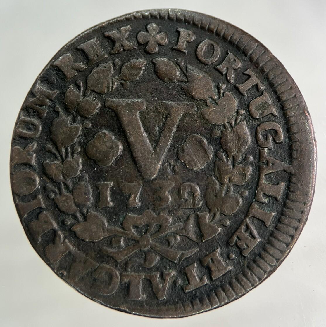 1732 Portugal V 5 Reis Coin | Fine Collectable Grade