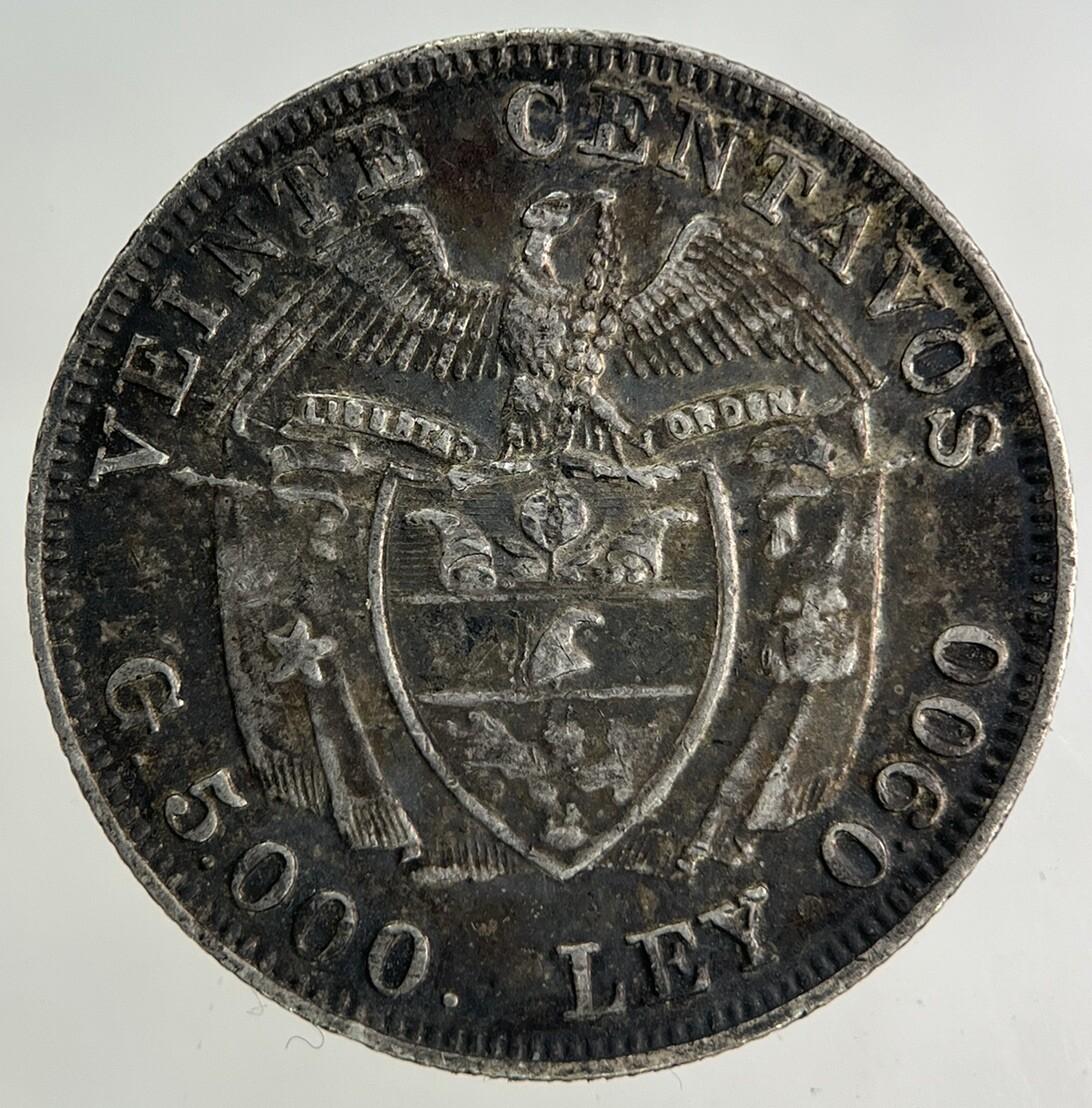 1911 Columbia Veinte 20 Centavos Silver Coin | Very High Grade