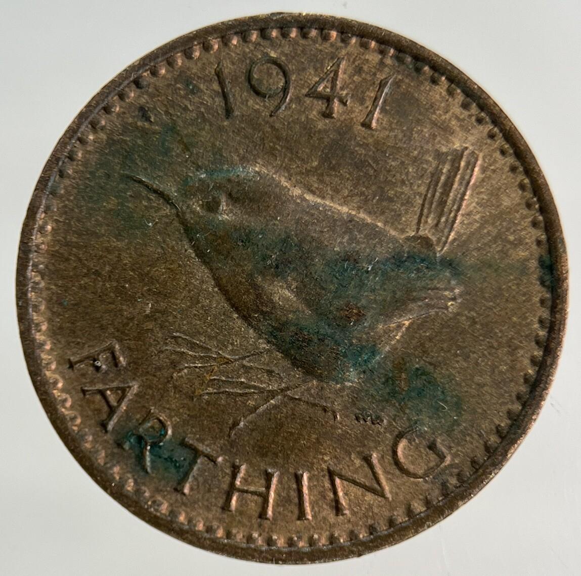 1941 George VI Wren Farthing Coin | Very High Grade