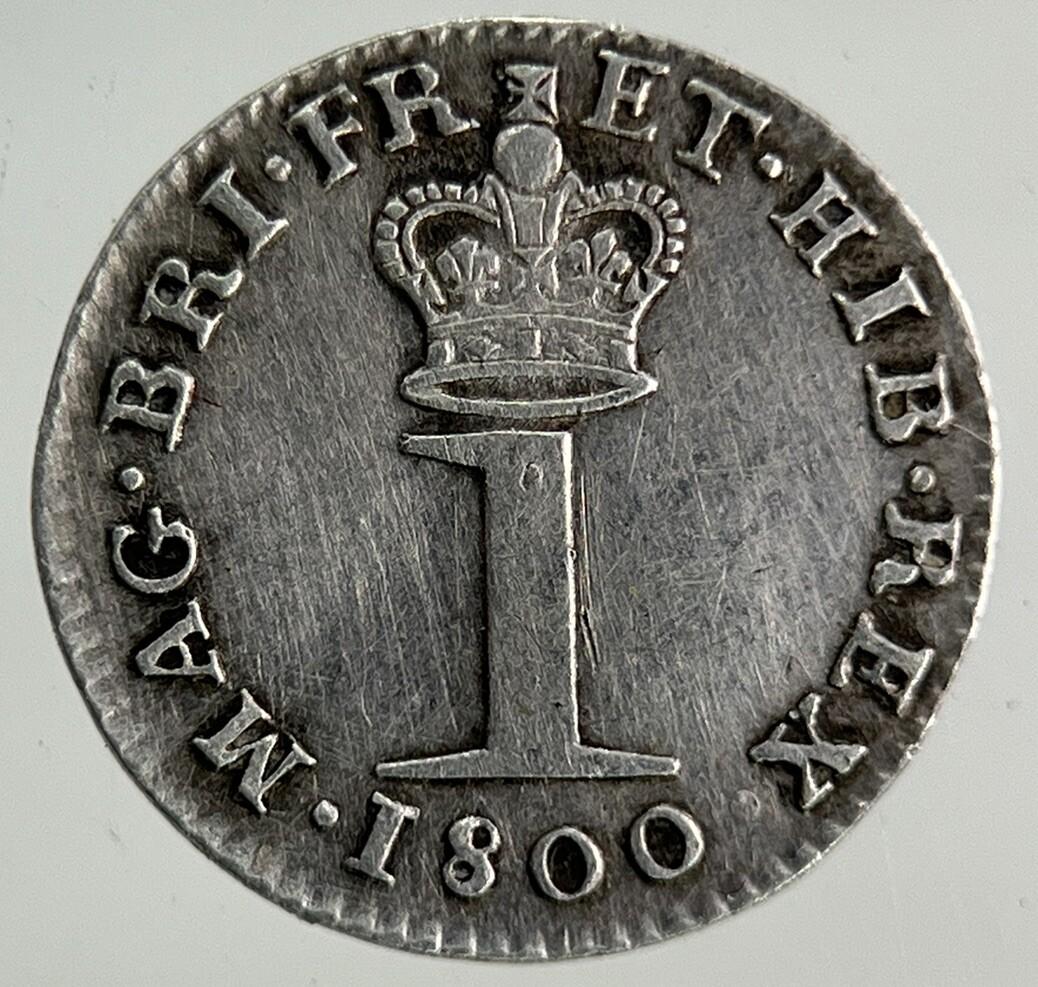 1800 George III 3rd Maundy One-Pence Penny Silver Coin | Very High Grade