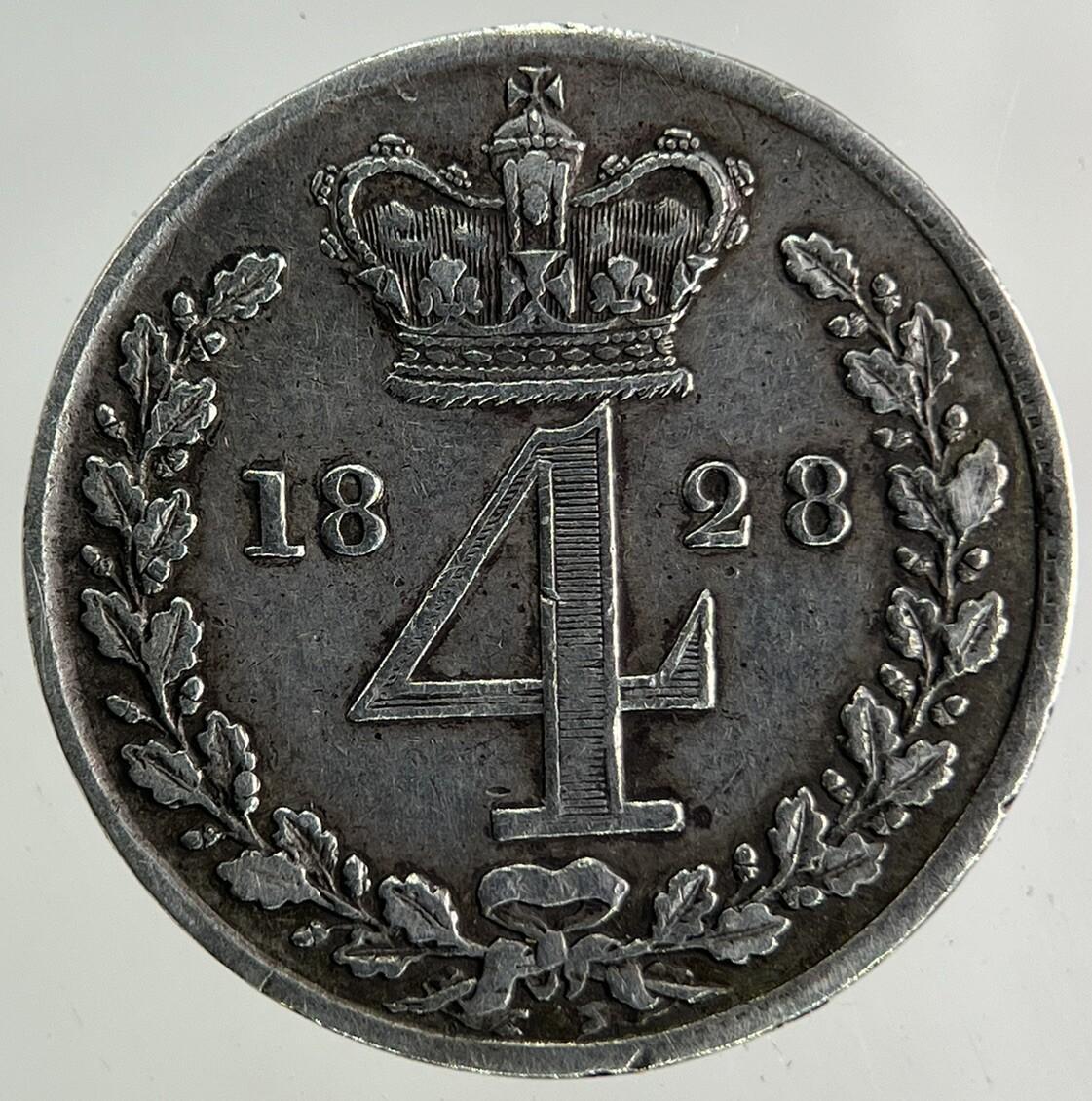 1828 George IV Maundy Four-Pence Silver Coin | Very High Grade