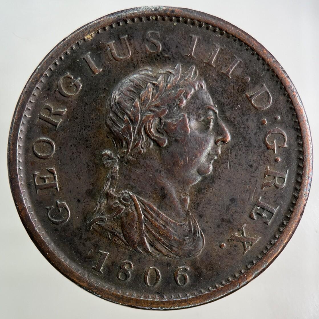 1806 George III 3rd One Penny Coin | Very Fine Grade
