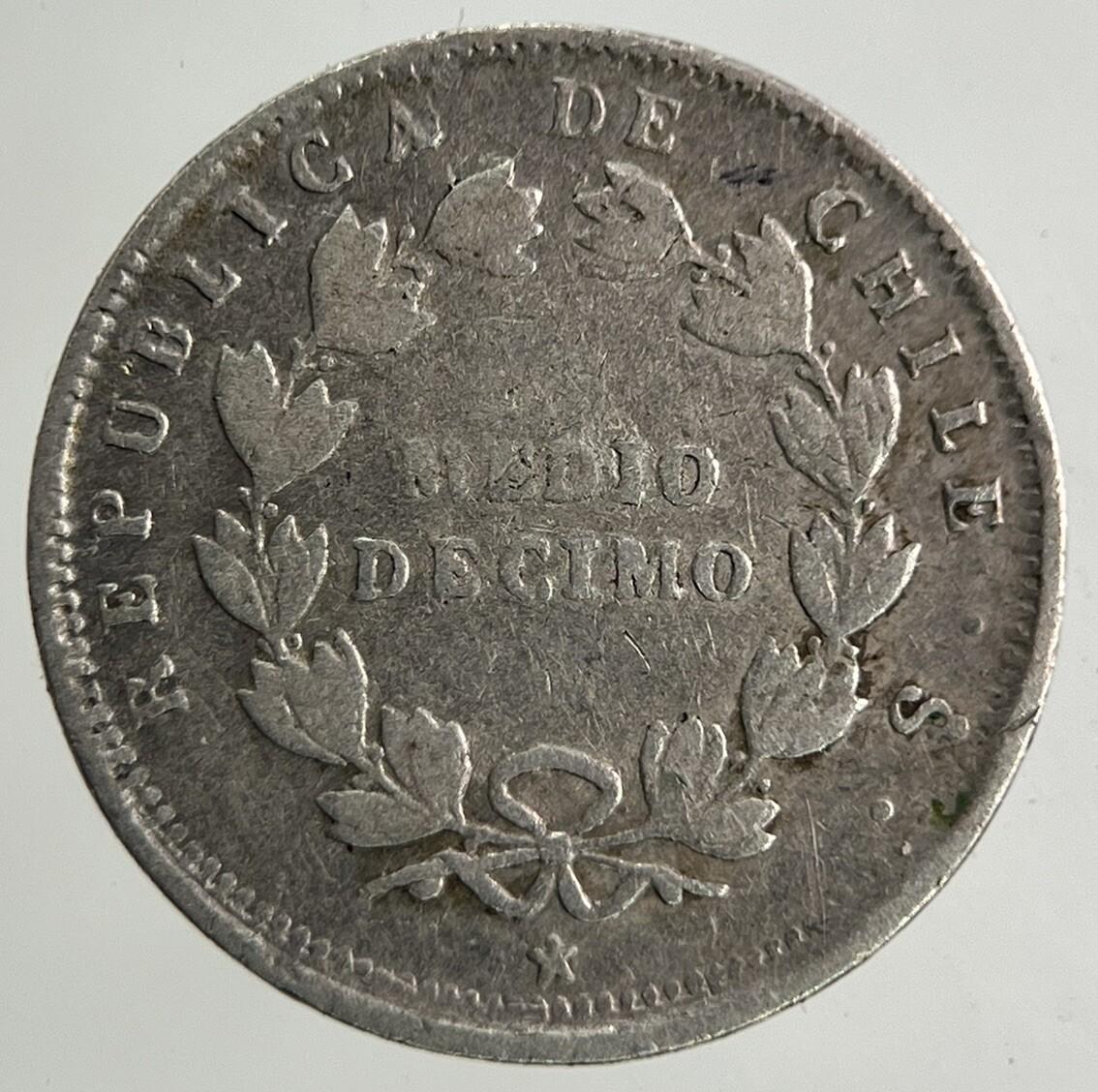 1857 Chile Medio 1/2 Decimo Silver Coin | Collectable Grade