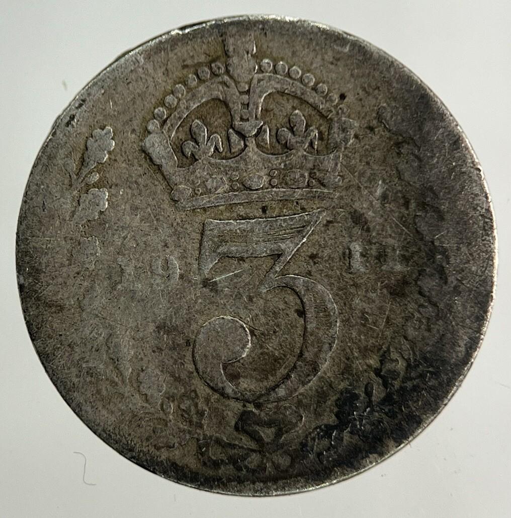 1911 George V Threepence Silver Coin | Fair Grade