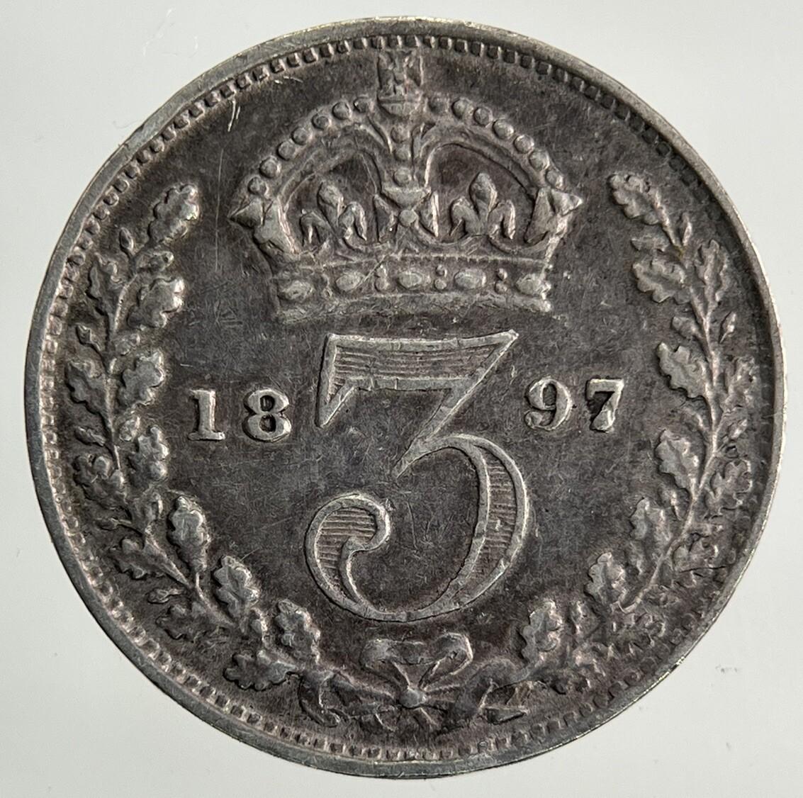 1897 Victoria Threepence Silver Coin | Fine Collectable Grade