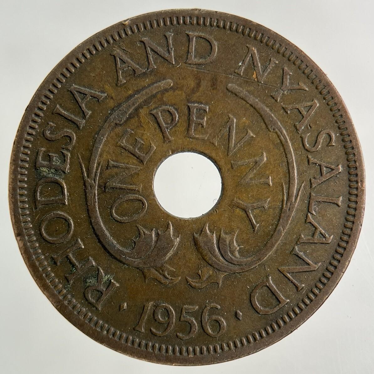 1956 Africa Rhodesia One Penny Coin | Fine Collectable Grade