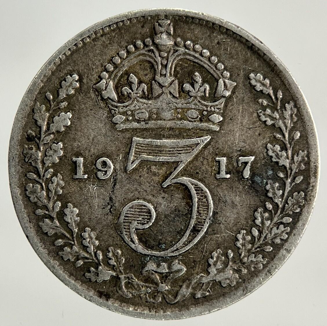 1917 George V Threepence Silver Coin | Fine Collectable Grade