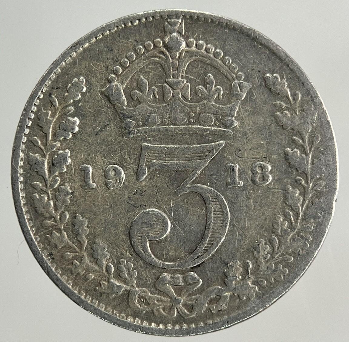 1918 George V Threepence Silver Coin | Fine Collectable Grade