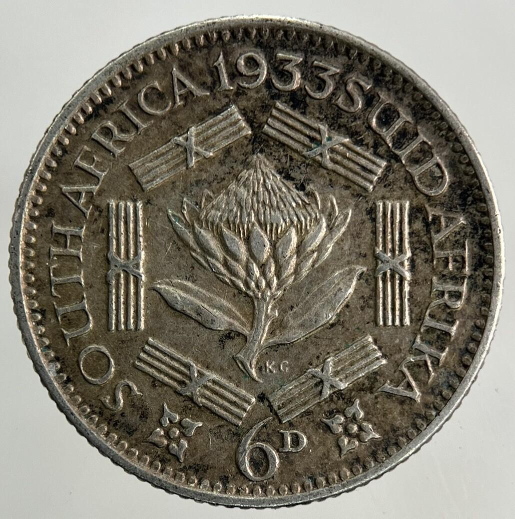 1933 South Africa Sixpence Silver Coin | Very High Grade