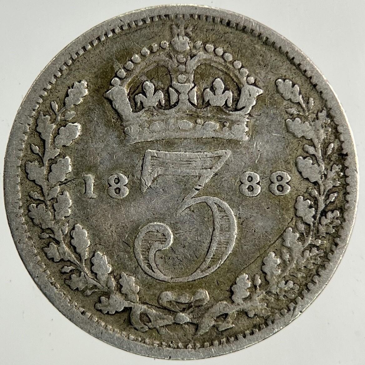 1888 Victoria Threepence Silver Coin | Fine Collectable Grade