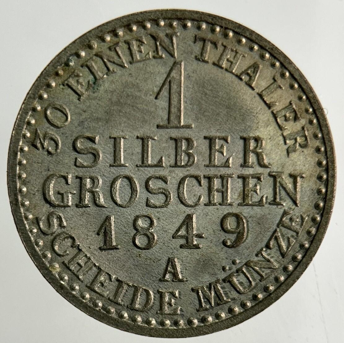1849 Germany German States 1 Groschen Silver Coin | Very Fine Grade