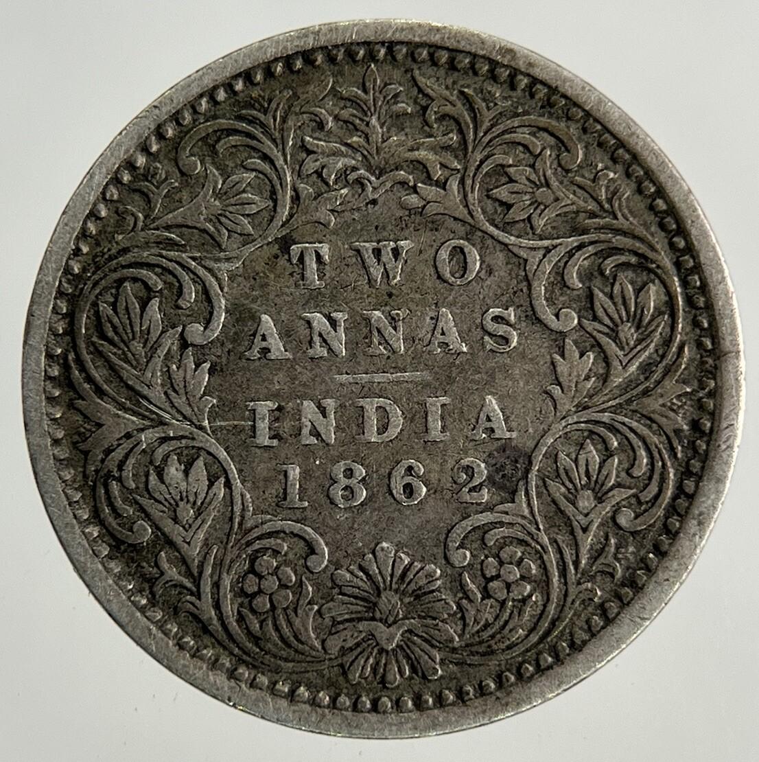 1862 India 2 Annas Silver Coin | Very High Grade