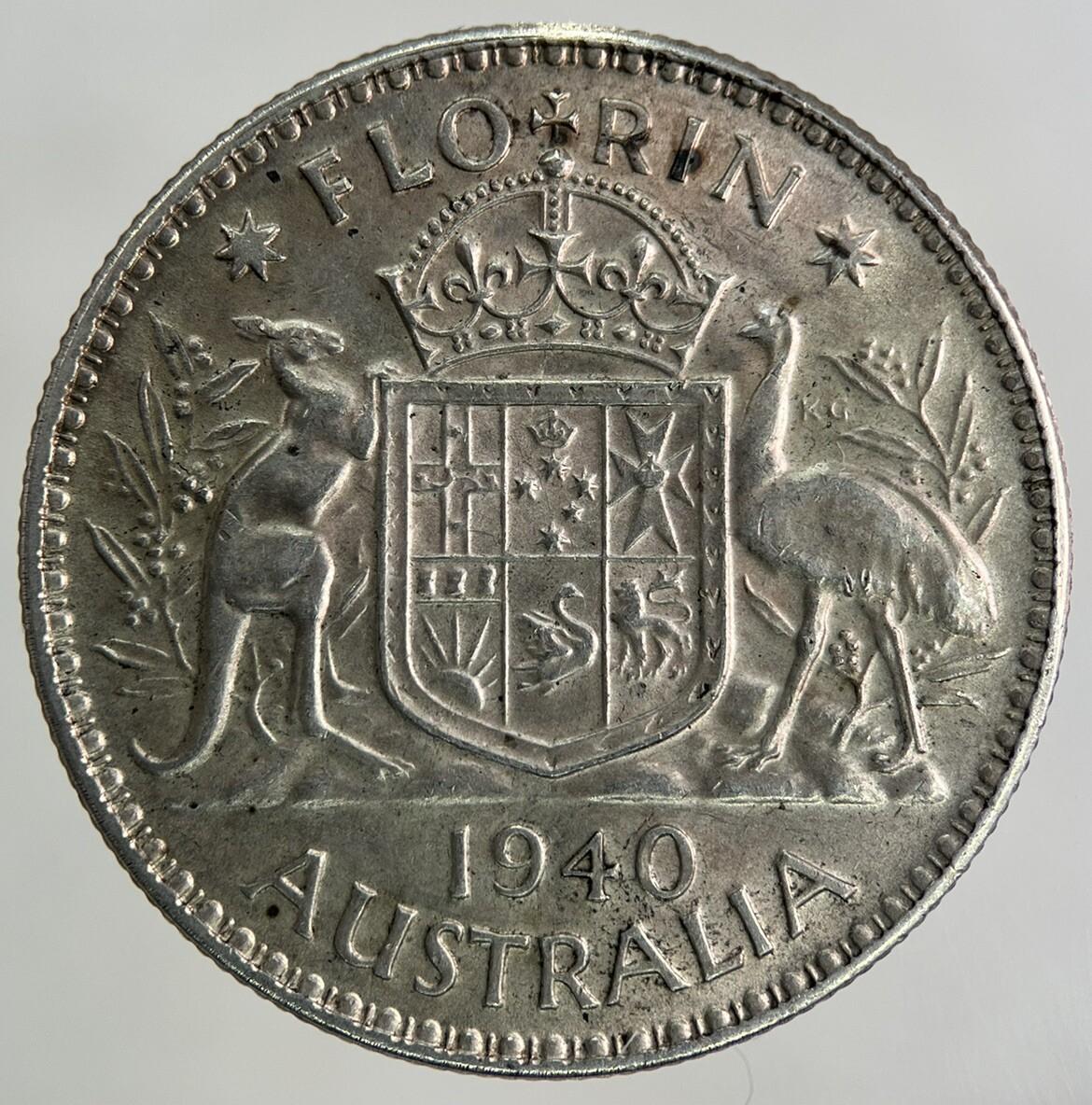 1940 Australia Florin Silver Coin | Very High Grade