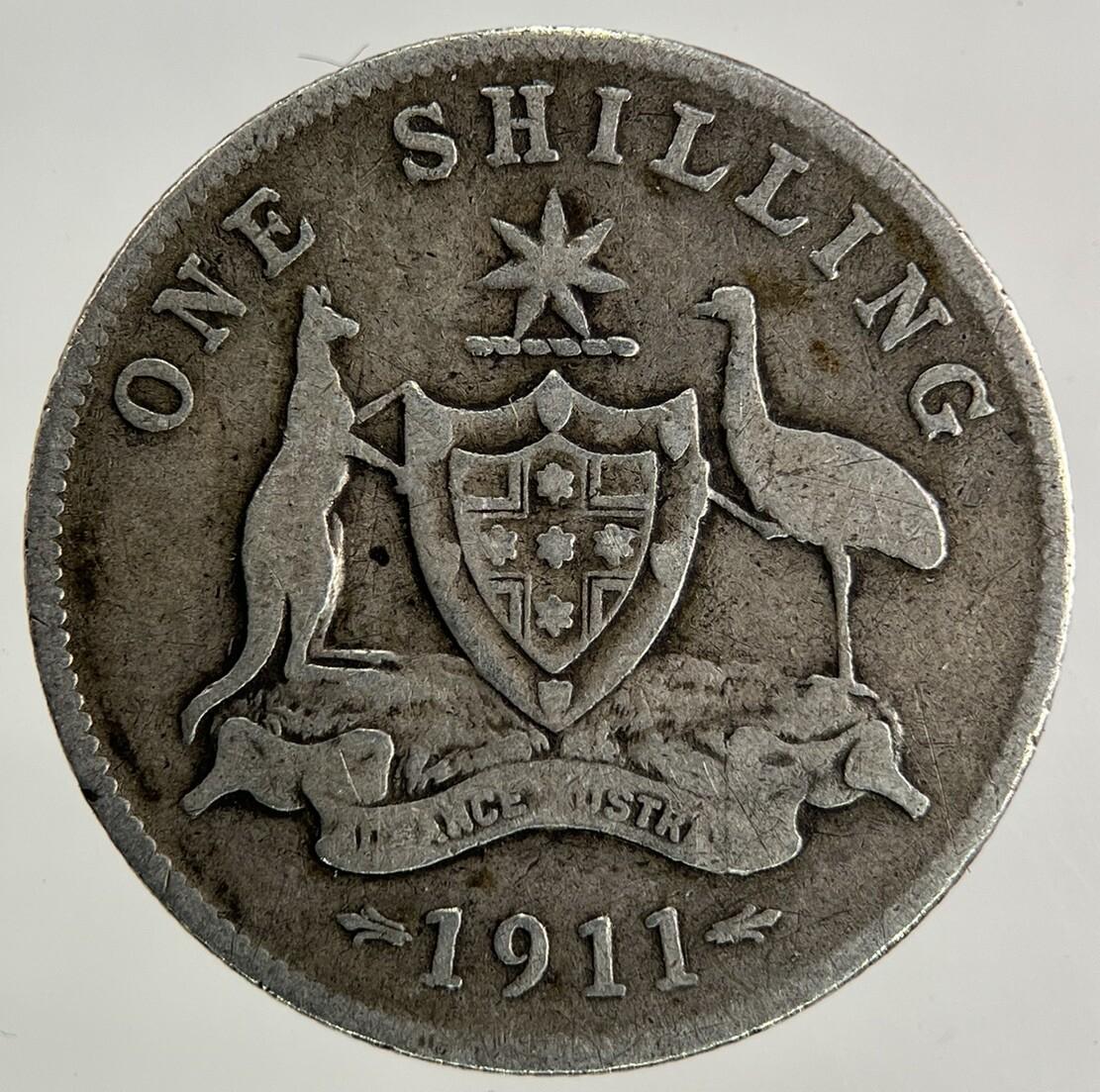1911 Australia One Shilling Silver Coin | Collectable Grade