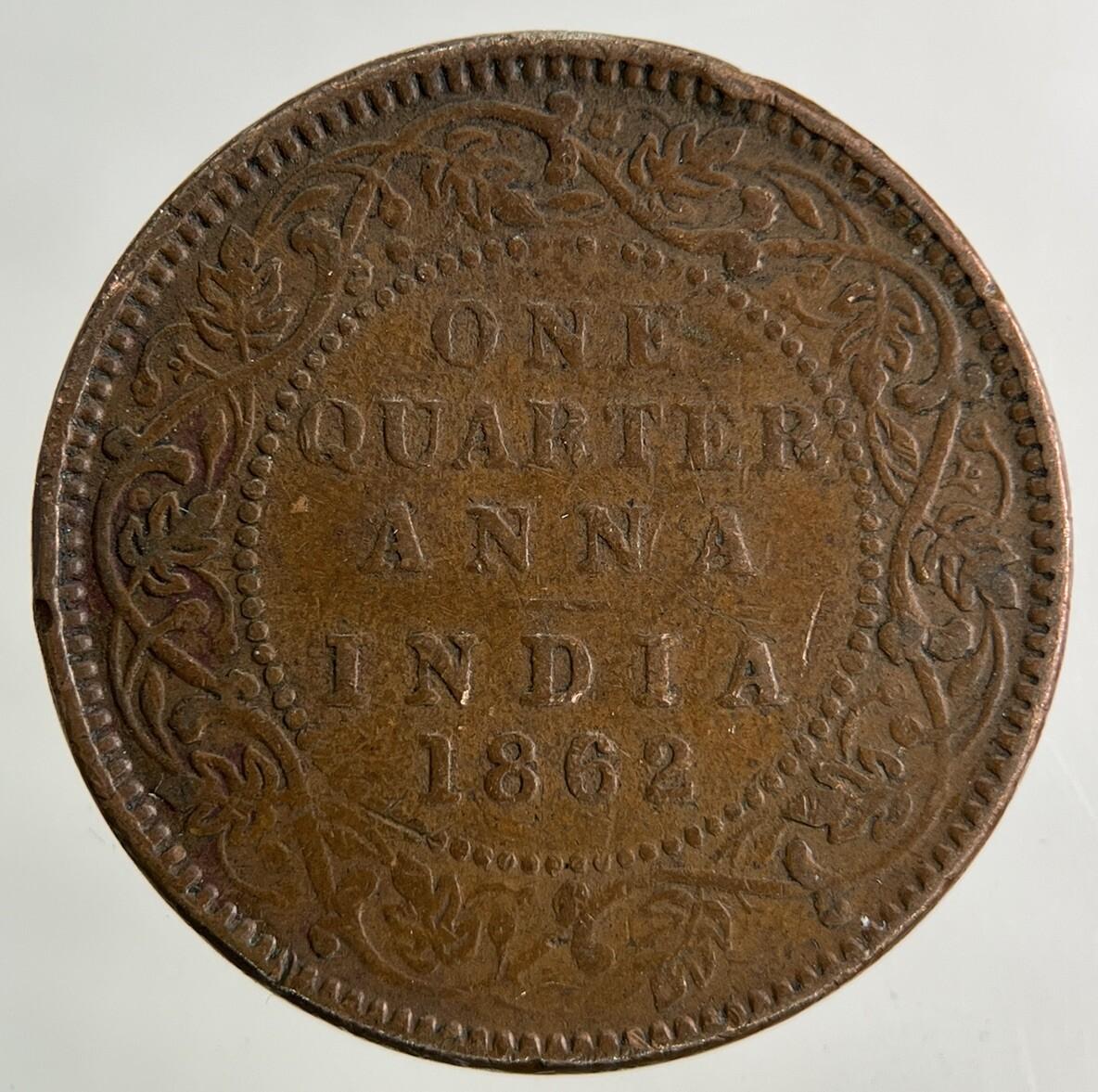 1862 India One Quarter Anna Coin | Very High Grade