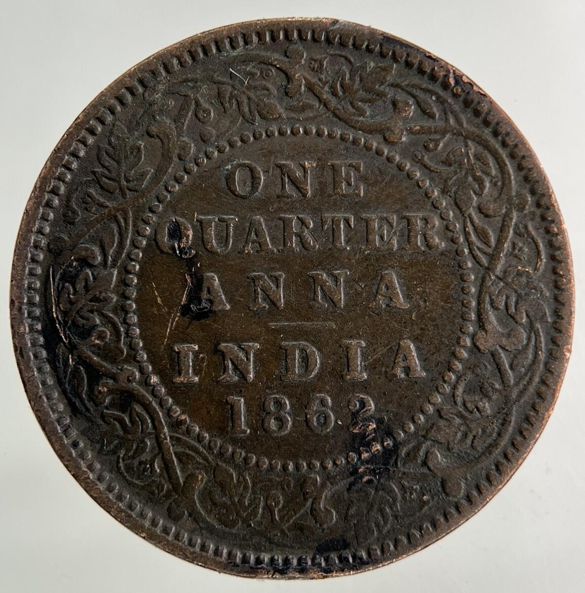 1862 India One Quarter Anna Coin | Very High Grade